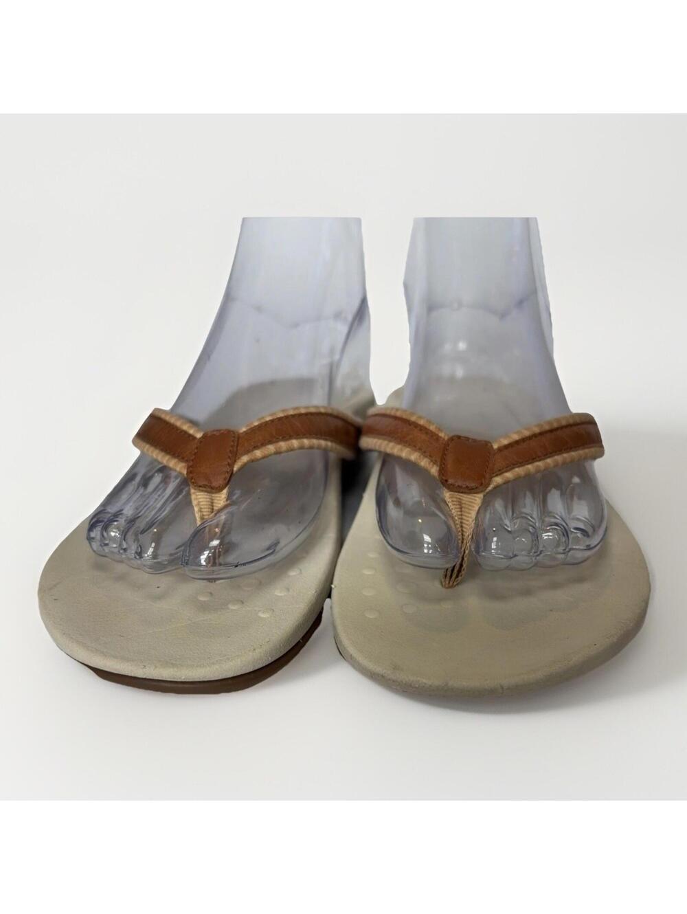 VIONIC Women’s Podiatrist Thong Tan Cognac Comfort Flip Flop Arch Support Size 8